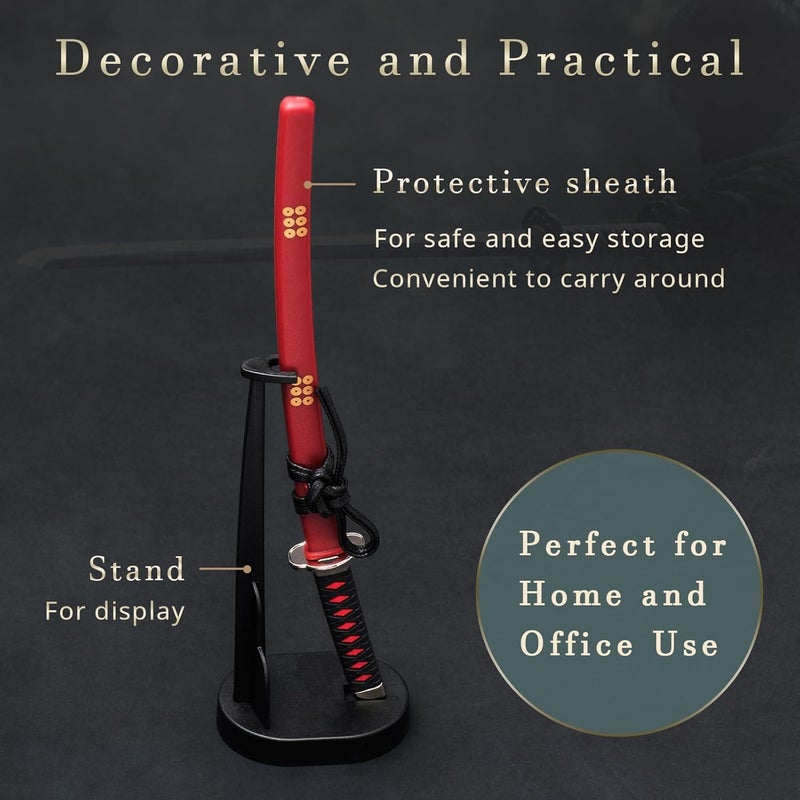 Wablade Japanese Samurai Katana Letter Opener for Desk Display, Decorative Sword Design with Traditional Style, Compact Collectible Office Decor, Giftable for Home and Office (Oda Nobunaga Horizontal Type) - Image 4